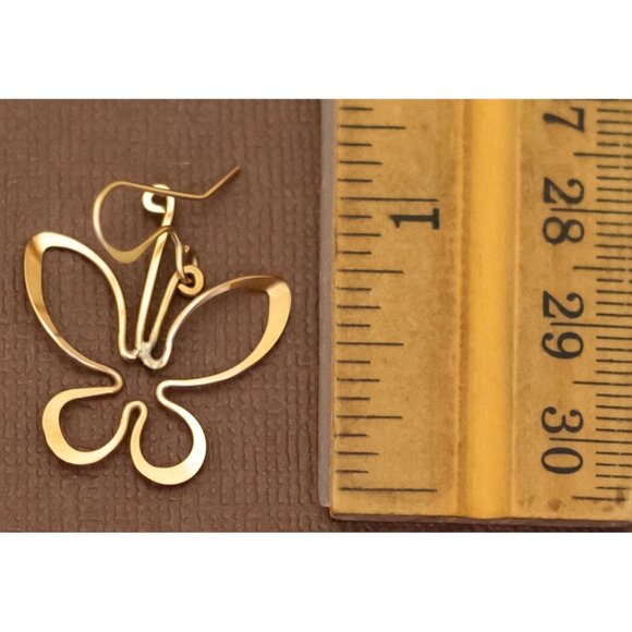 Vintage Orange Multi Beads Gold Tone Dangle Earrings - U30 - Picture 2 of 2